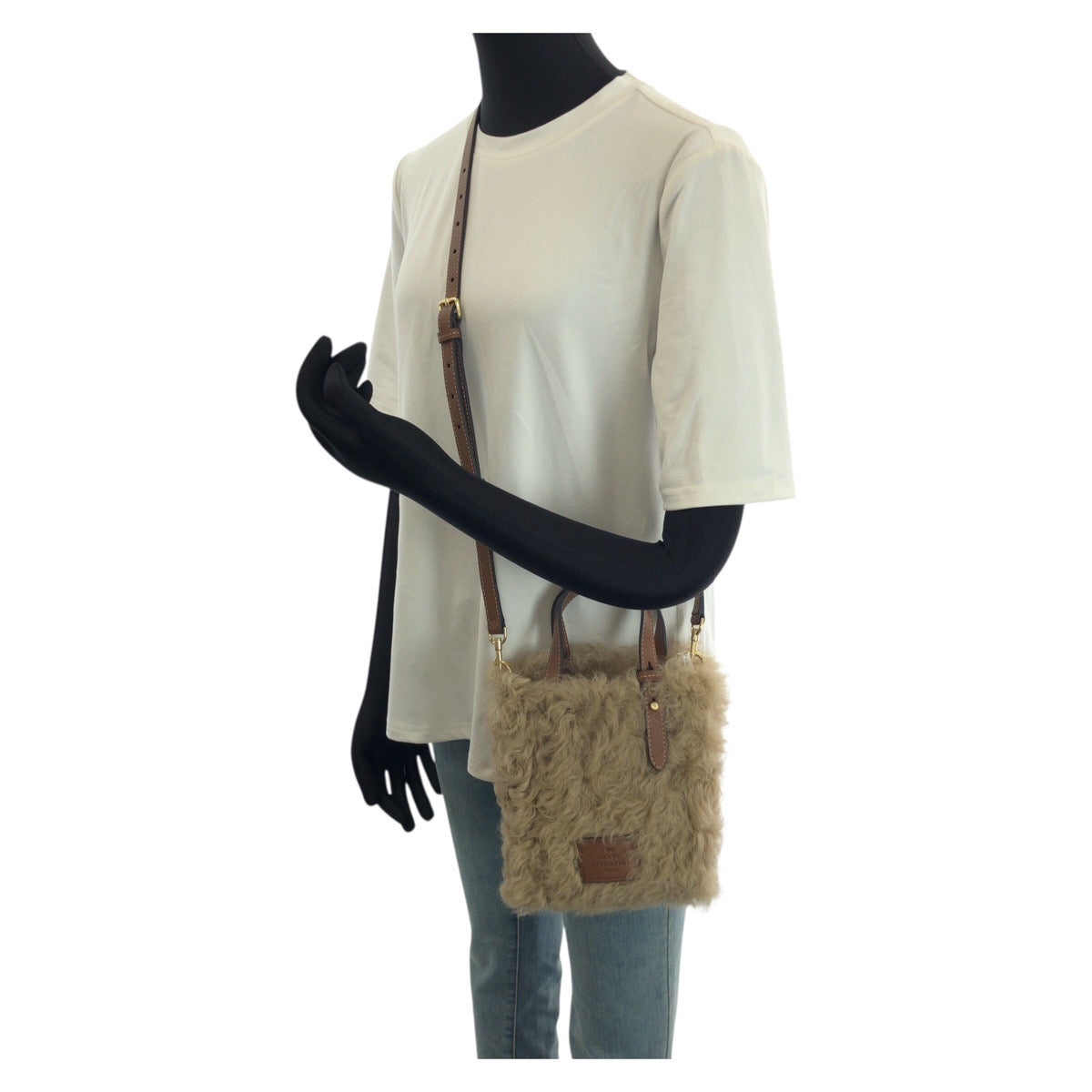24964
Anya Hindmarch アニヤ ハインドマーチ Eyes ベージュ ブラウン ゴールド金具 シープスキン / レザー ショルダーバッグ ポシェット レディース N60