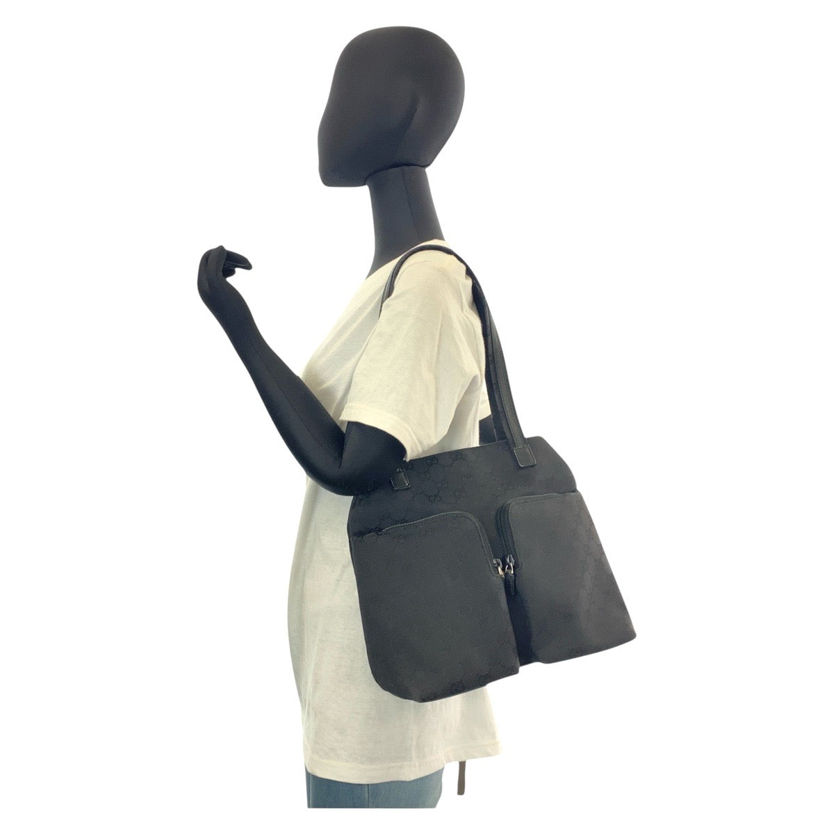 GUCCI グッチ ブラック 黒 GGキャンバス / レザー 002 1076 ショルダーバッグ トートバッグ レディース AB38