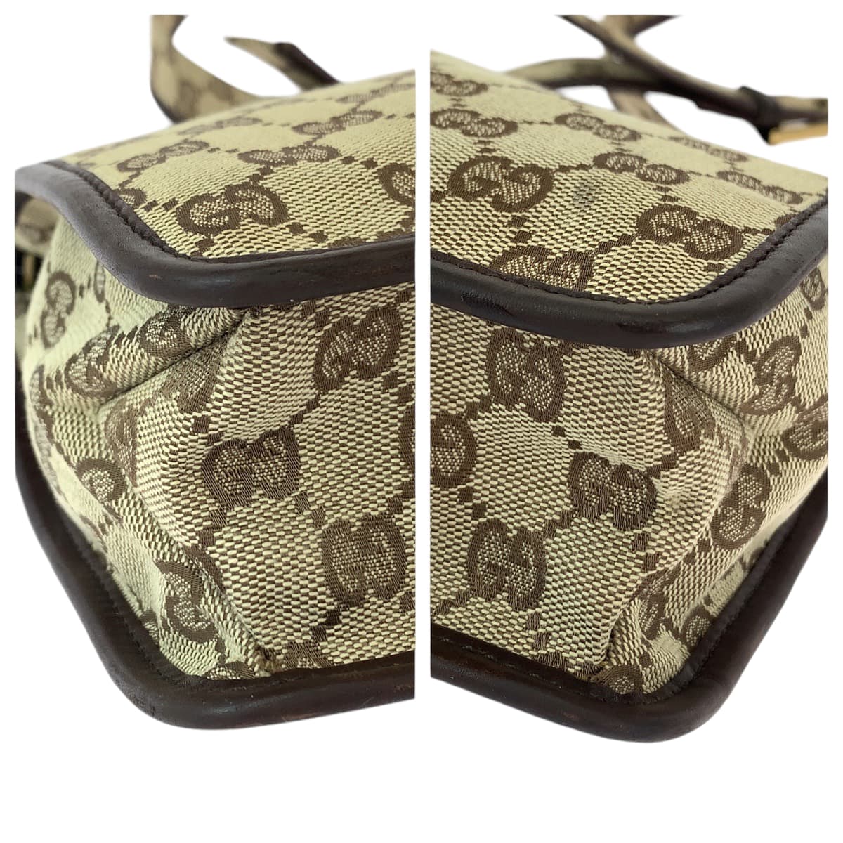 GUCCI グッチ プレートチャーム ベージュ ブラウン ゴールド金具 GGキャンバス 91762 ショルダーバッグ ポシェット レディース AB40