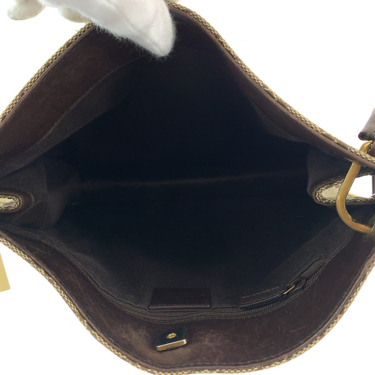 GUCCI グッチ プレートチャーム ベージュ ブラウン ゴールド金具 GGキャンバス 91762 ショルダーバッグ ポシェット レディース AB40