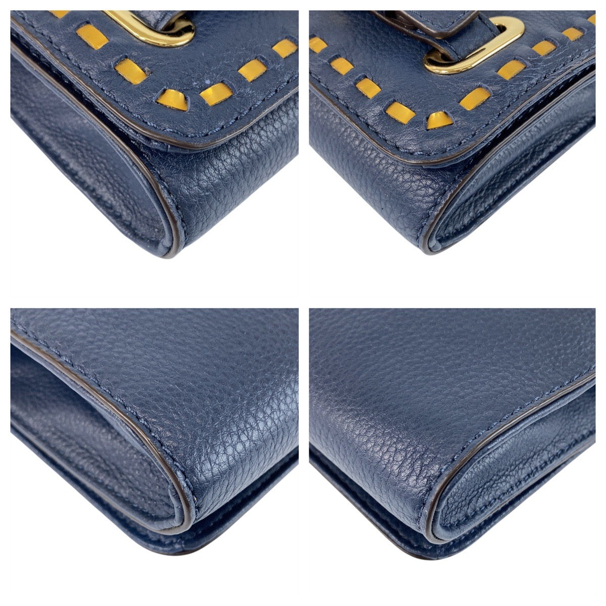 Michael Kors マイケルコース ネイビー ゴールド金具 レザー 1974222 チェーンショルダーバッグ ポシェット レディース ABP8