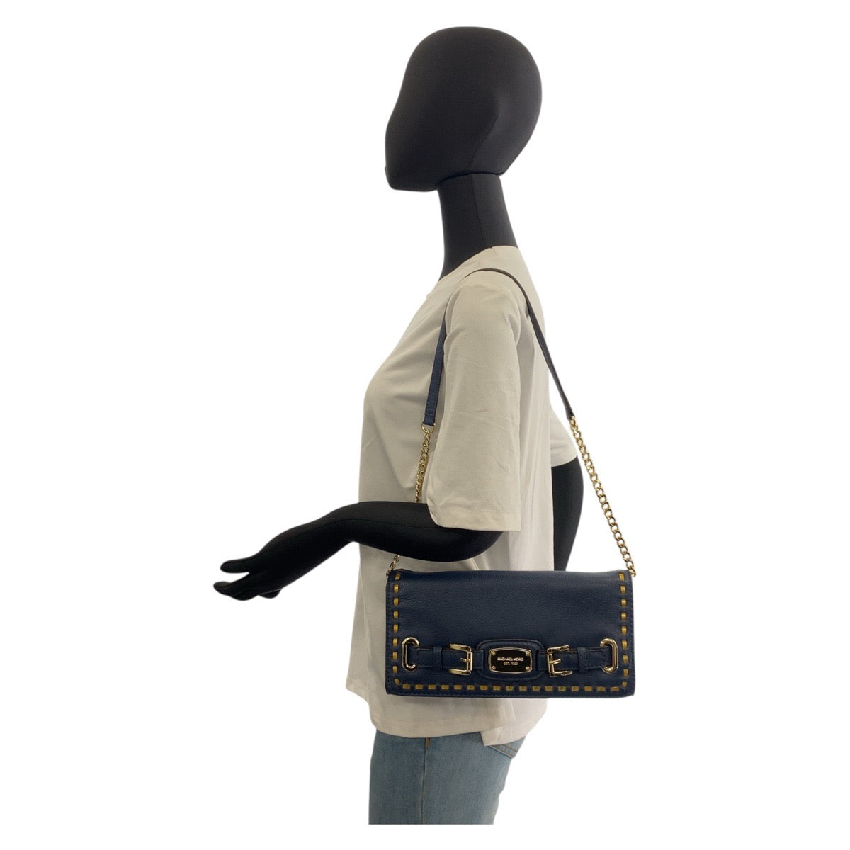 Michael Kors マイケルコース ネイビー ゴールド金具 レザー 1974222 チェーンショルダーバッグ ポシェット レディース ABP8