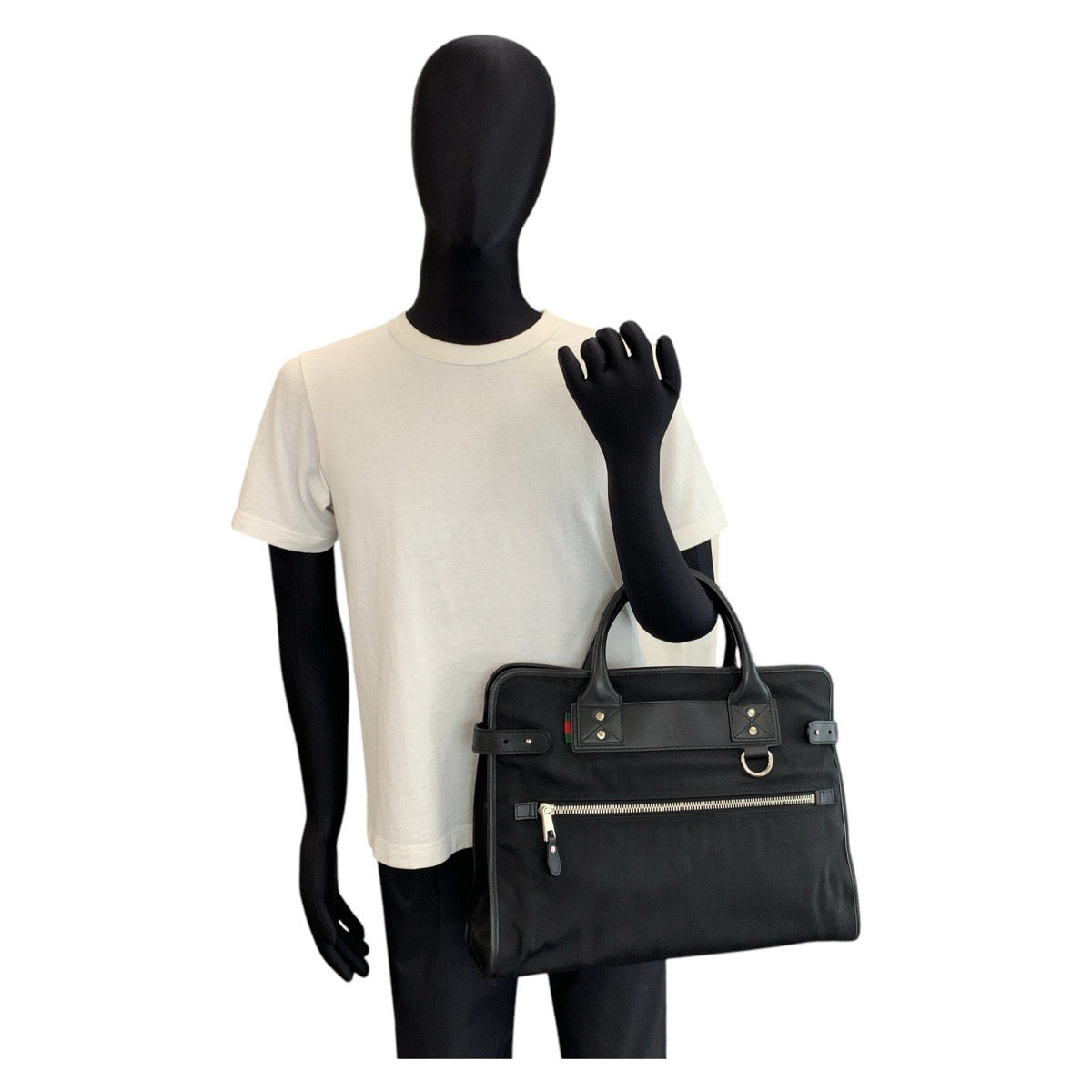 GUCCI グッチ シェリーライン ブラック 黒 シルバー金具 ナイロン / レザー 246410 ビジネスバッグ ブリーフケース メンズ ABP48