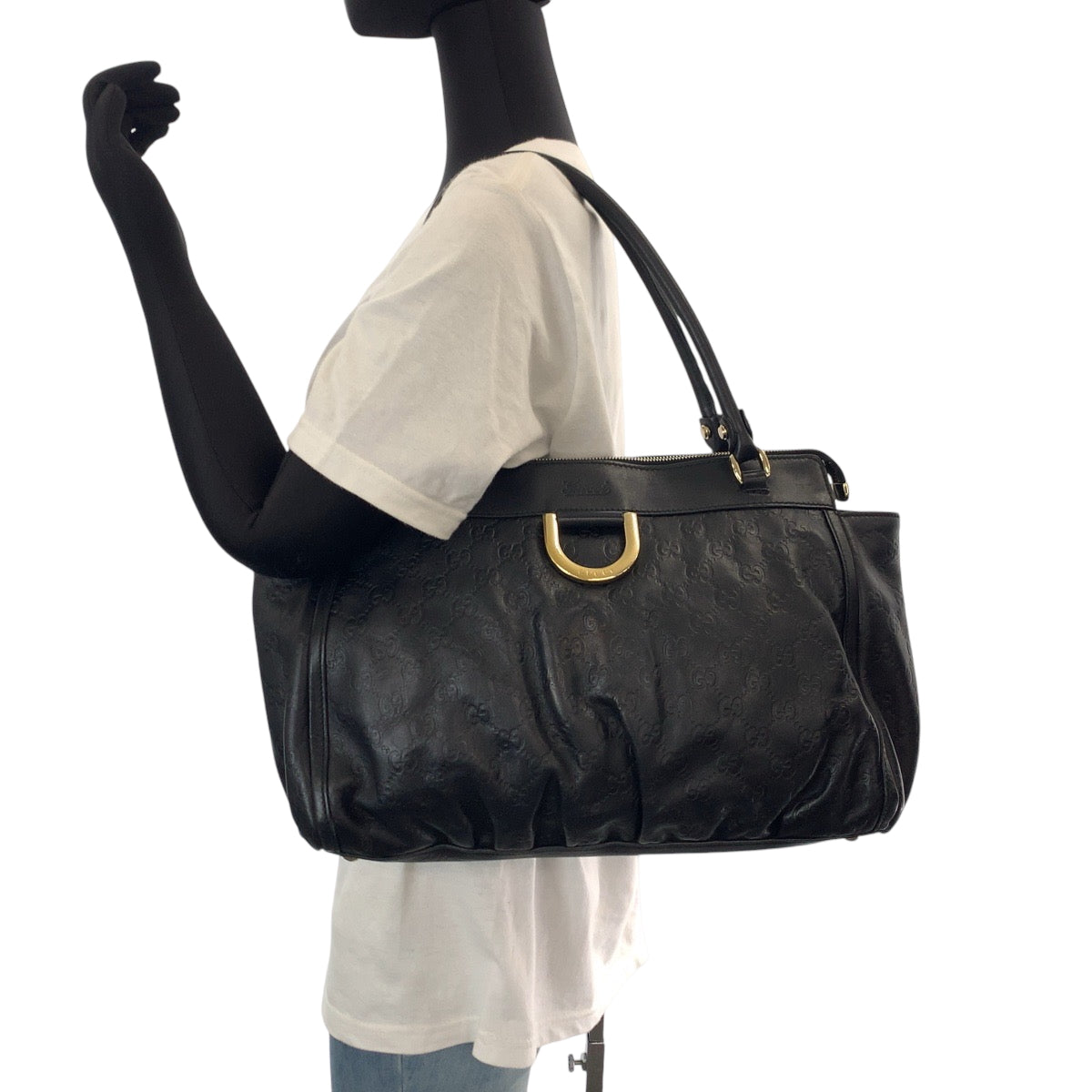 GUCCI グッチ アビー ブラック シルバー金具 レザー 189831 トートバッグ ショルダーバッグ レディース ABP48