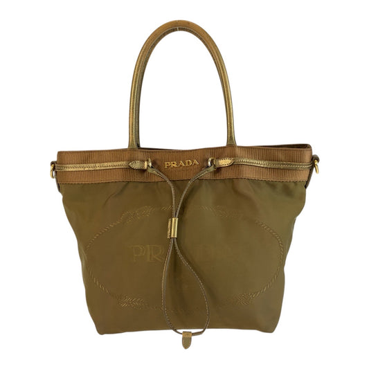 PRADA プラダ ジャガード テスート カーキ ナイロン 31 トートバッグ ハンドバッグ レディース AB30