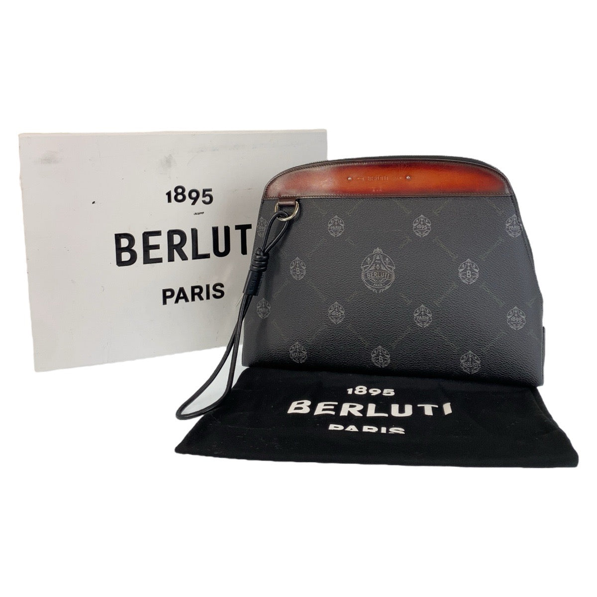 Berluti ベルルッティ エスカパード ブラック 黒 シルバー金具 PVC クラッチバッグ セカンドバッグ メンズ ABP