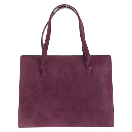 LOEWE ロエベ アナグラム パープル ゴールド スウェード / レザー ハンドバッグ トートバッグ ショルダーバッグ レディース AB38