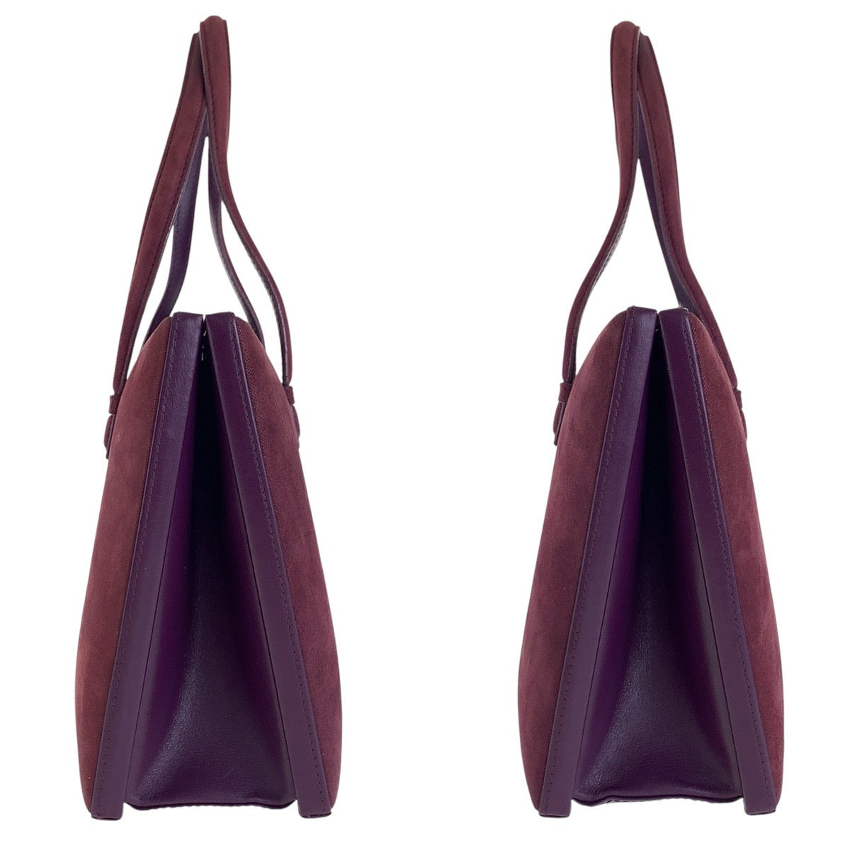 LOEWE ロエベ アナグラム パープル ゴールド スウェード / レザー ハンドバッグ トートバッグ ショルダーバッグ レディース AB38