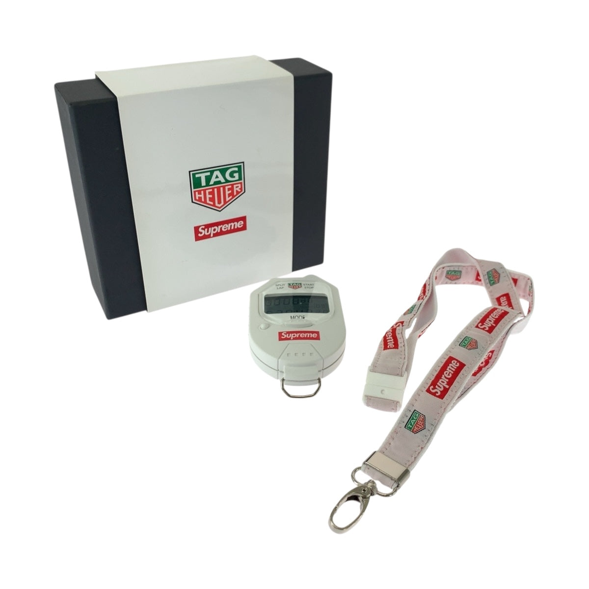 Supreme シュプリーム 18AW Tag Heuer Pocket Pro Stopwatch ホワイト レッド プラスチック ストップウォッチ ストラップ付き メンズ N54