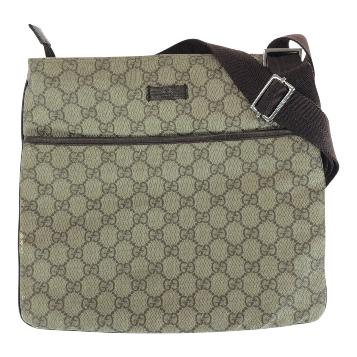 GUCCI グッチ ブラウン シルバー金具 GGスプリームキャンバス 141626 ショルダーバッグ メッセンジャーバッグ メンズ AB30