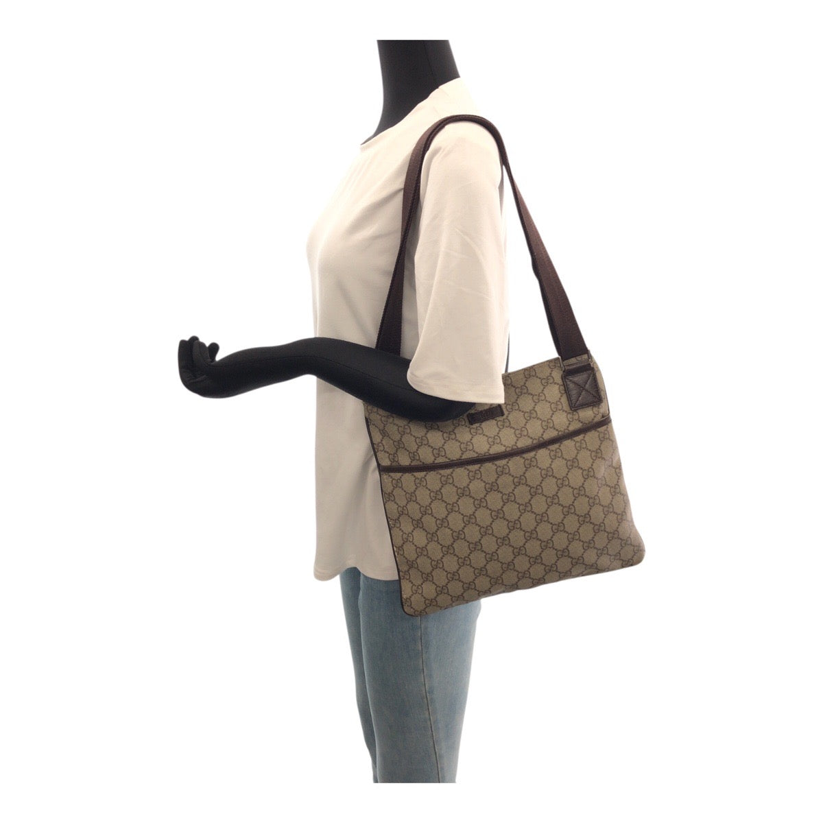 GUCCI グッチ ブラウン シルバー金具 GGスプリームキャンバス 141626 ショルダーバッグ メッセンジャーバッグ メンズ AB30