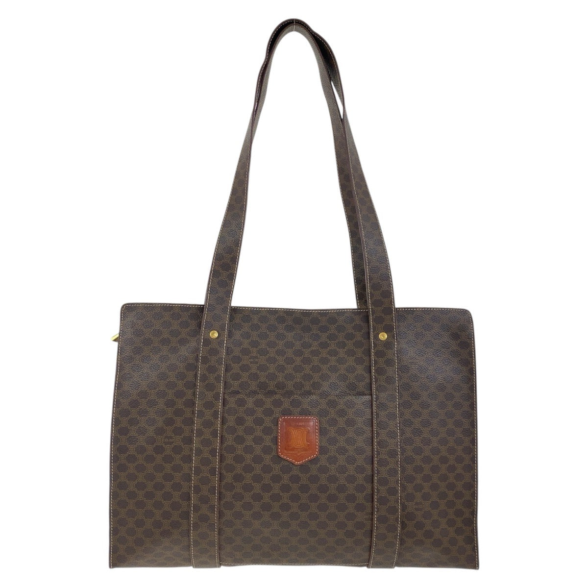 25014
CELINE セリーヌ ヴィンテージ マカダム ブラウン ゴールド金具 PVC MC98/2 トートバッグ ショルダーバッグ レディース ABP40