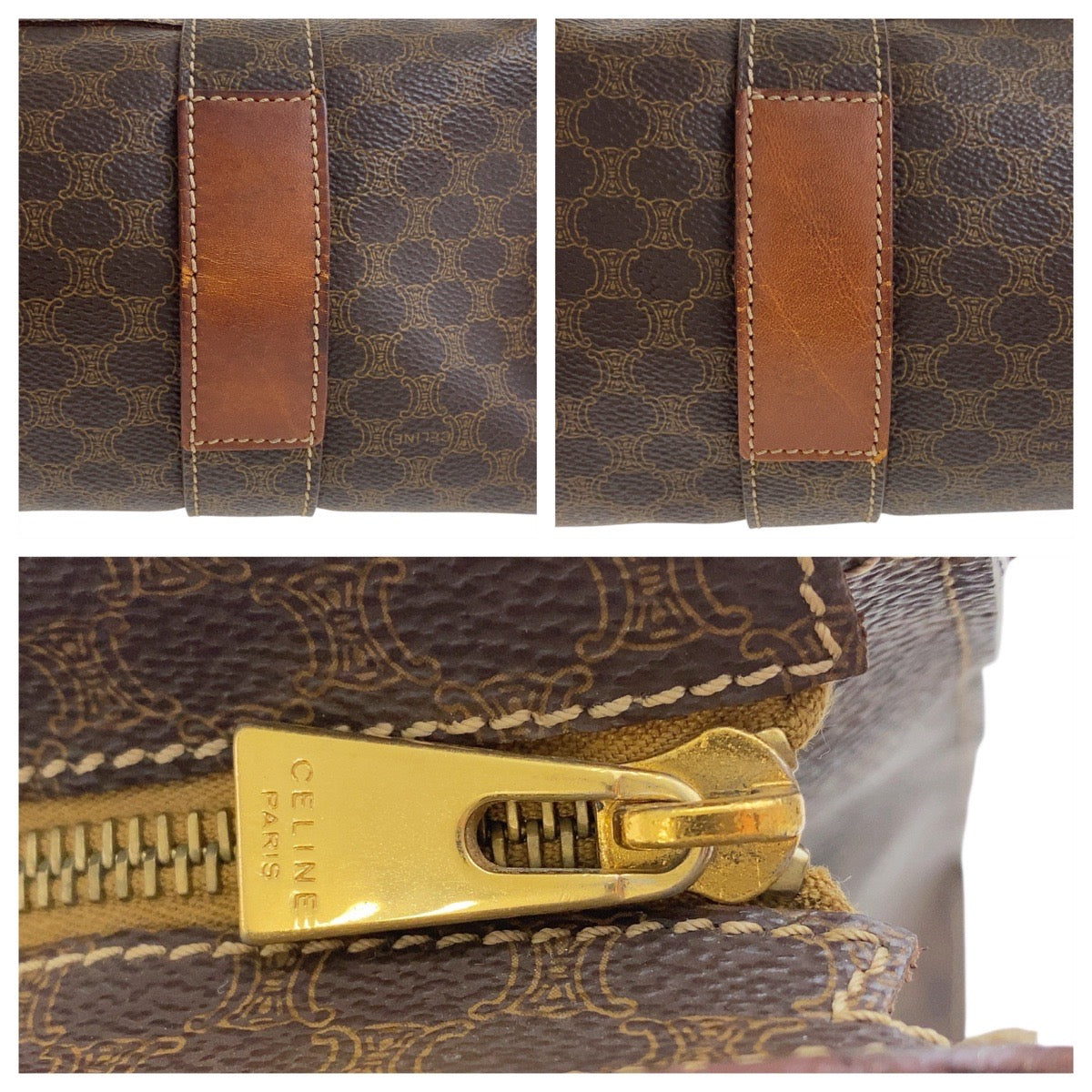 25014
CELINE セリーヌ ヴィンテージ マカダム ブラウン ゴールド金具 PVC MC98/2 トートバッグ ショルダーバッグ レディース ABP40
