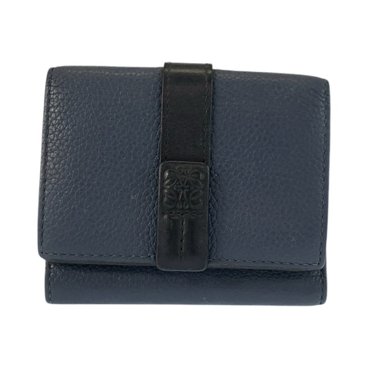 25020
LOEWE ロエベ トライフォールド ウォレット ネイビー ブラック ブラウン レザー 折財布 コンパクトウォレット レディース AB16