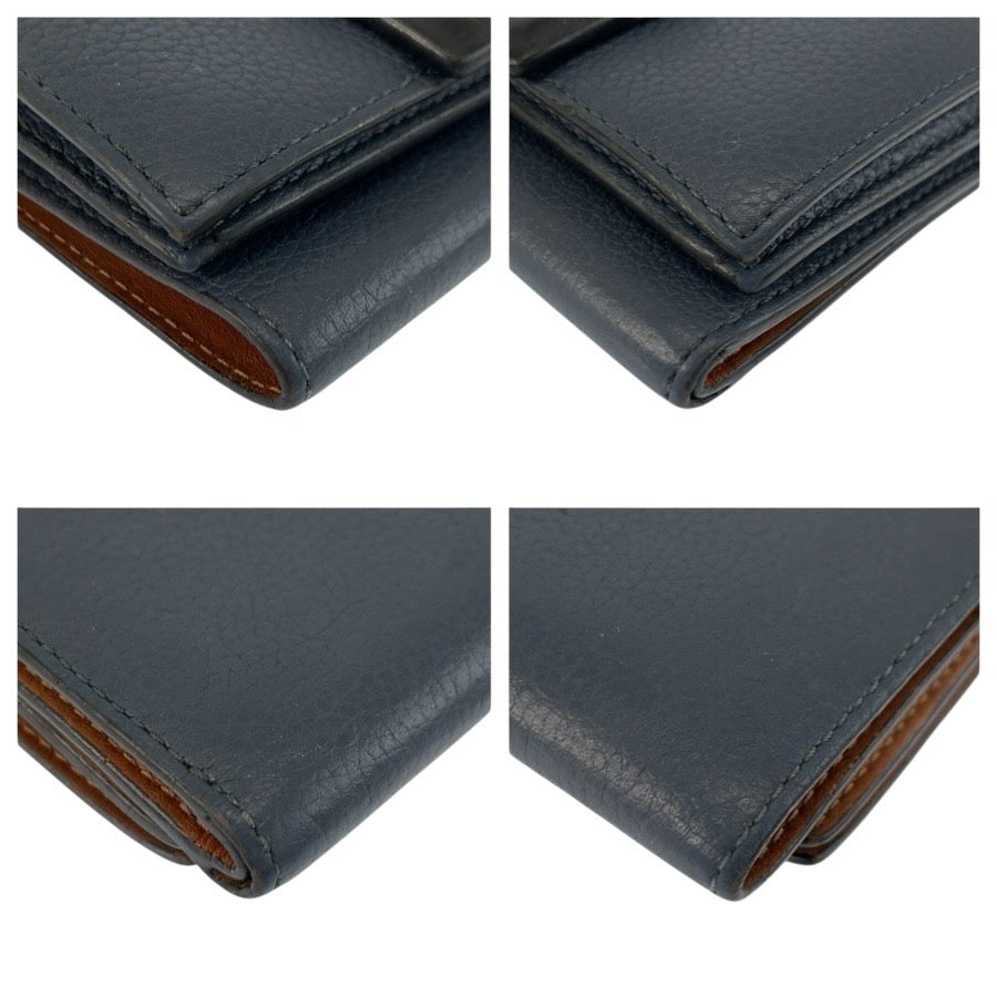 25020
LOEWE ロエベ トライフォールド ウォレット ネイビー ブラック ブラウン レザー 折財布 コンパクトウォレット レディース AB16