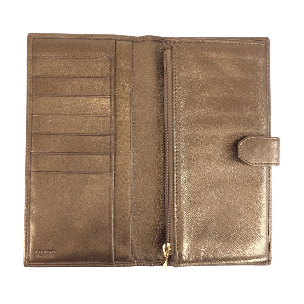 25021
LOEWE ロエベ ブロンズ ゴールド金具 レザー 長財布 ロングウォレット レディース ABP21