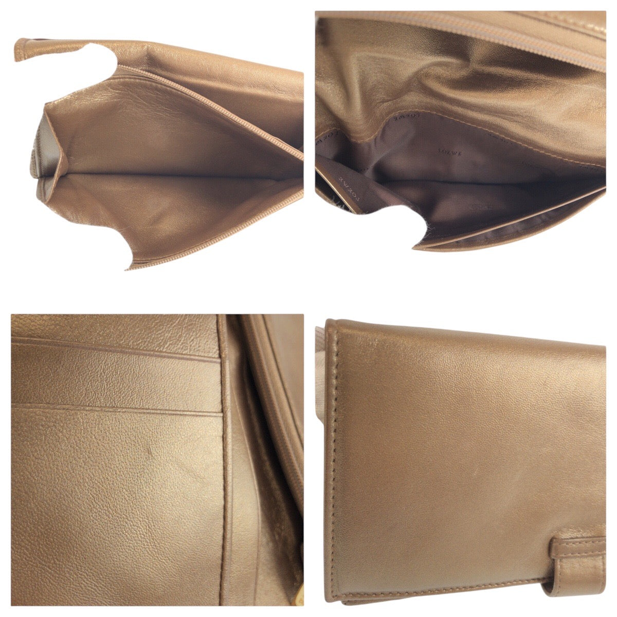 25021
LOEWE ロエベ ブロンズ ゴールド金具 レザー 長財布 ロングウォレット レディース ABP21