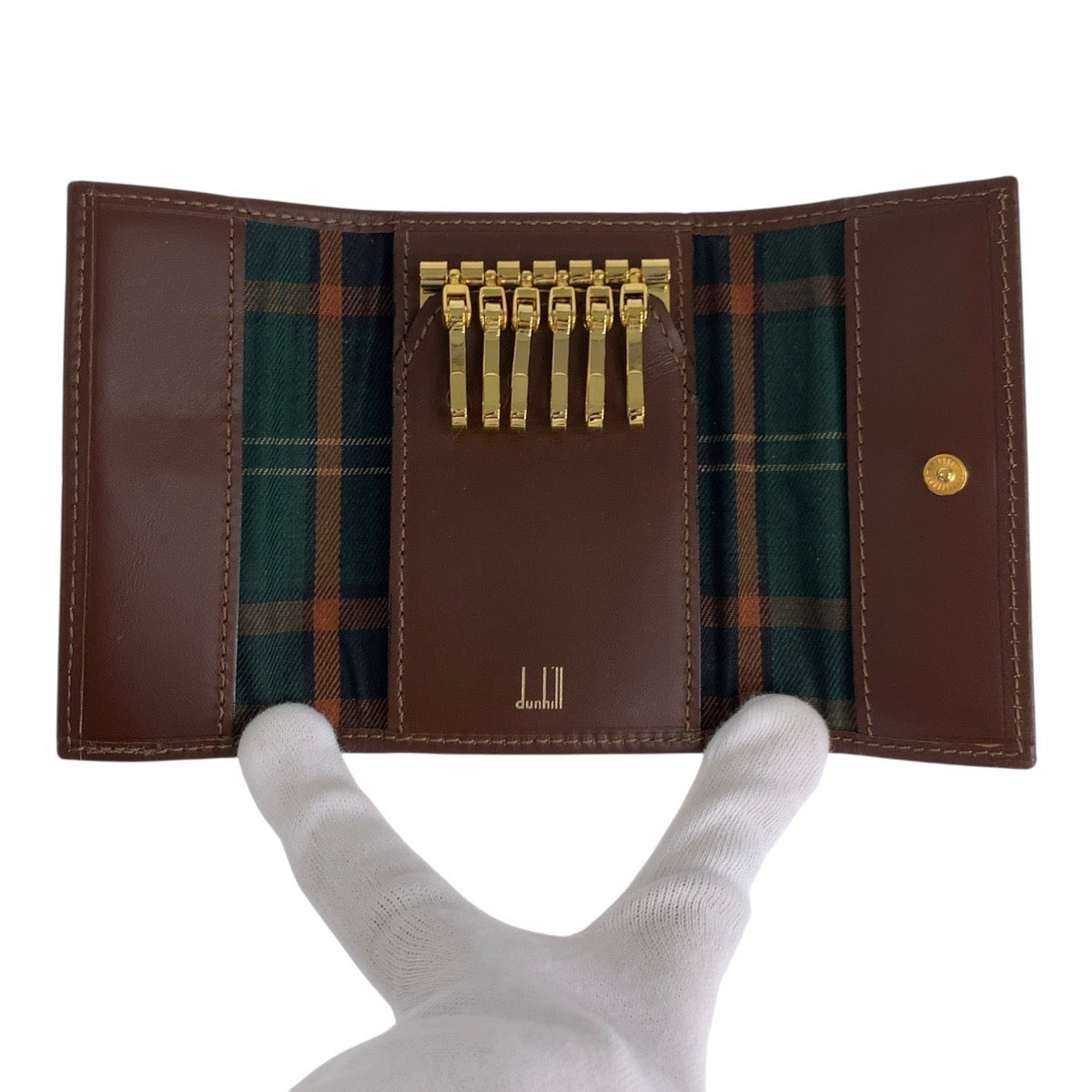 25022
Dunhill ダンヒル ブラウン ブラック レザー キーケース 6連 メンズ A8