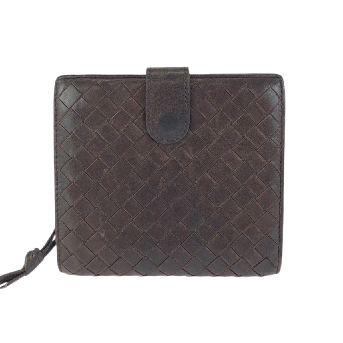 25023
BOTTEGAVENETA ボッテガヴェネタ イントレチャート ダークブラウン ゴールド金具 レザー 114073 折財布 コンパクトウォレット メンズ AB6