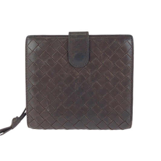 25023
BOTTEGAVENETA ボッテガヴェネタ イントレチャート ダークブラウン ゴールド金具 レザー 114073 折財布 コンパクトウォレット メンズ AB6