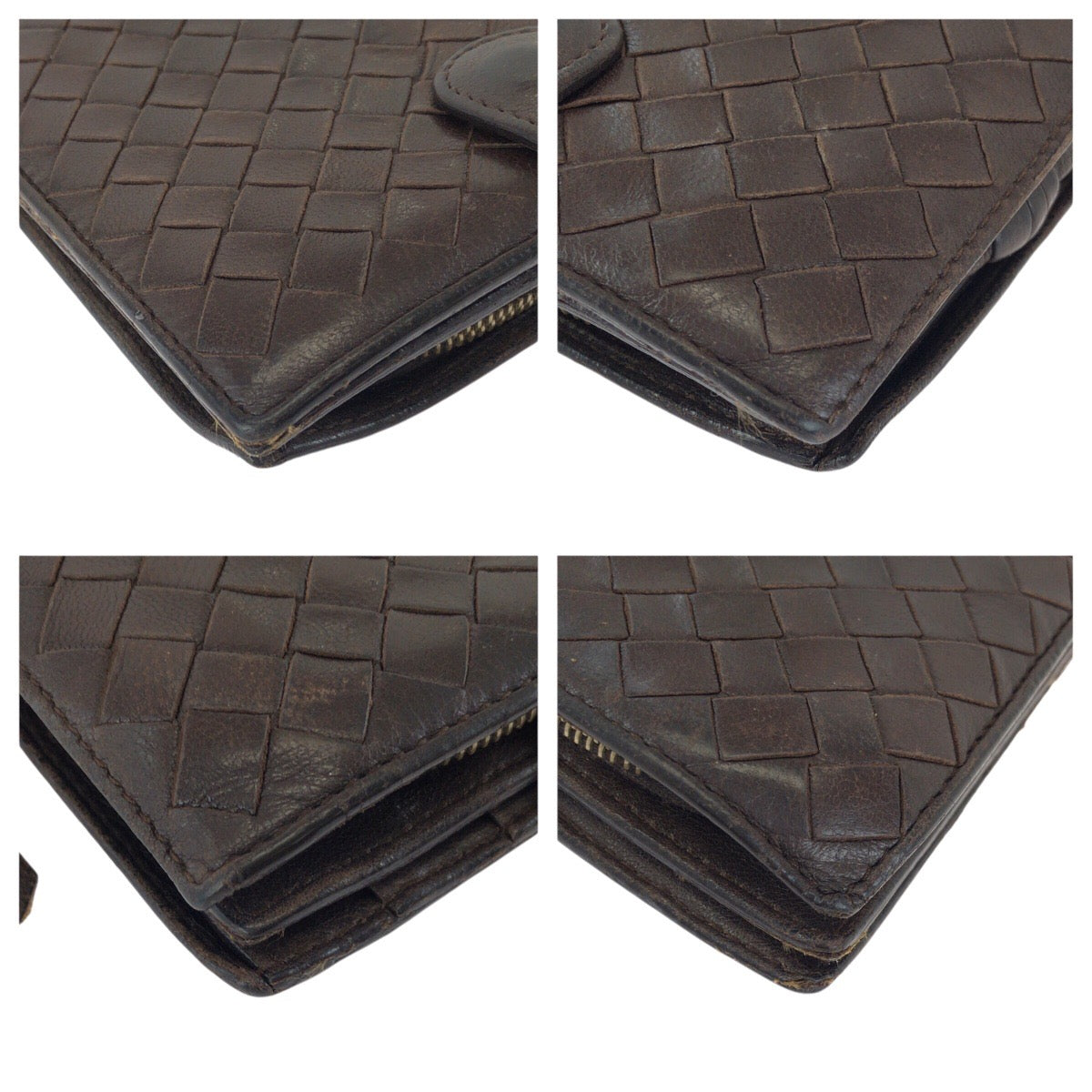 25023
BOTTEGAVENETA ボッテガヴェネタ イントレチャート ダークブラウン ゴールド金具 レザー 114073 折財布 コンパクトウォレット メンズ AB6