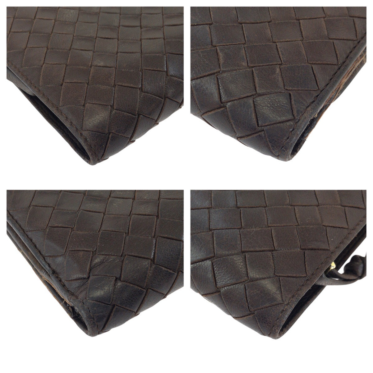 25023
BOTTEGAVENETA ボッテガヴェネタ イントレチャート ダークブラウン ゴールド金具 レザー 114073 折財布 コンパクトウォレット メンズ AB6