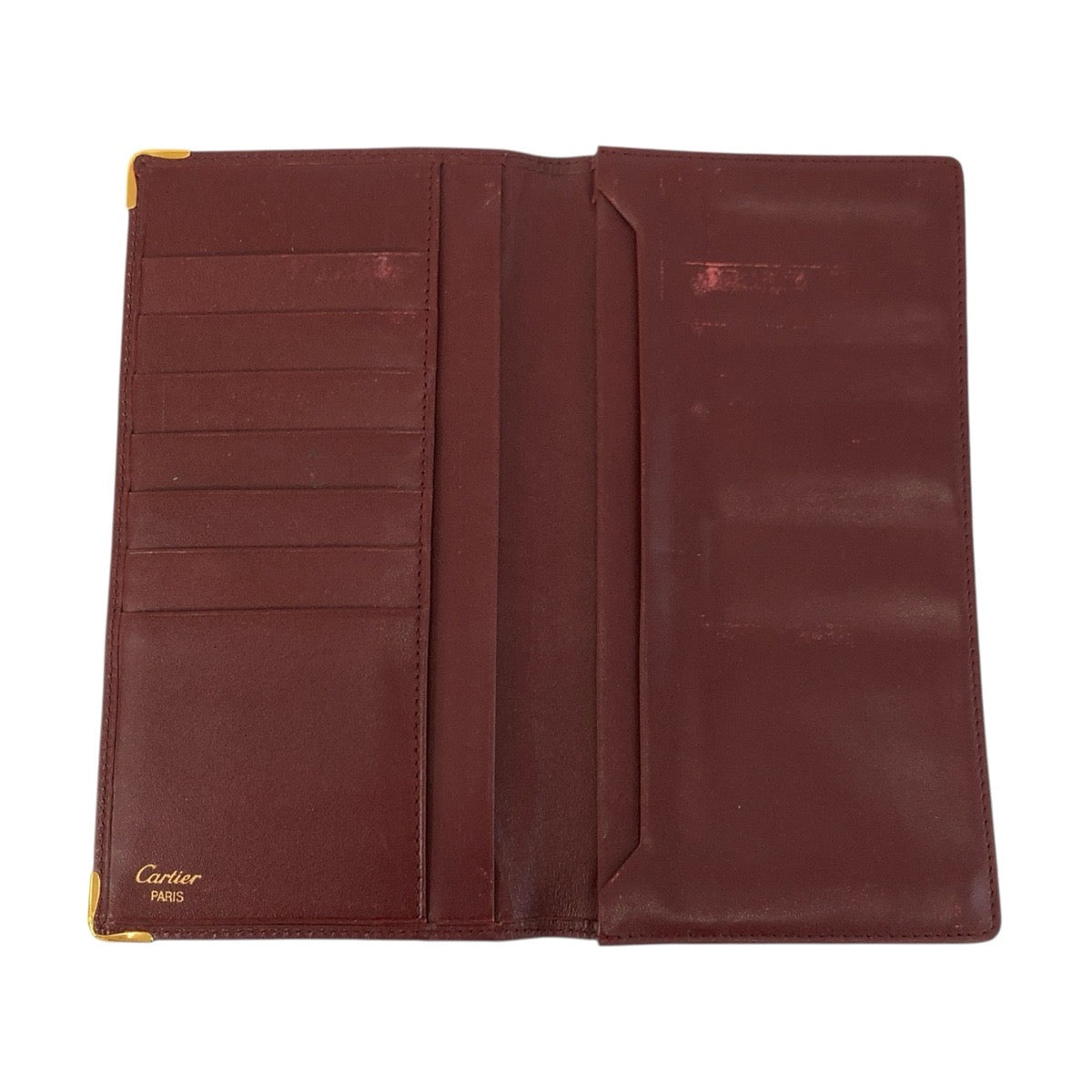 25024
CARTIER カルティエ マストライン ボルドー ゴールド金具 レザー 長財布 札入れ メンズ AB8