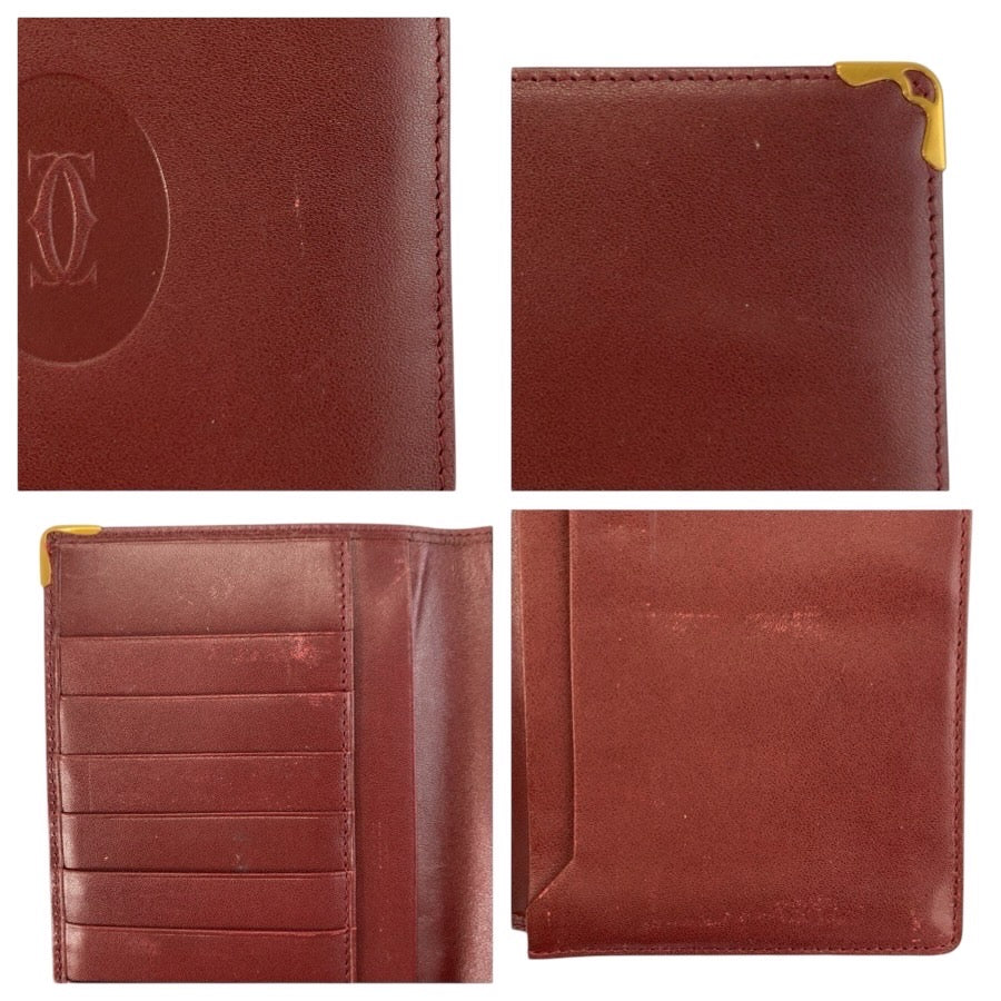 25024
CARTIER カルティエ マストライン ボルドー ゴールド金具 レザー 長財布 札入れ メンズ AB8