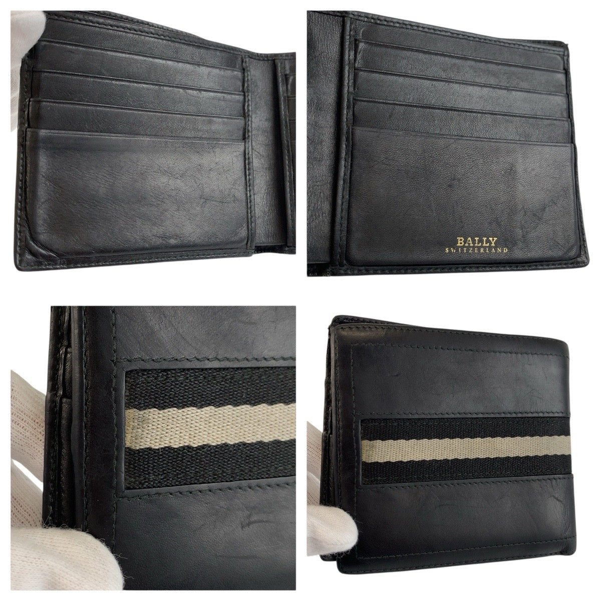 25028
BALLY バリー トレインスポッティング ブラック 黒 レザー 折財布 コンパクトウォレット メンズ AB5