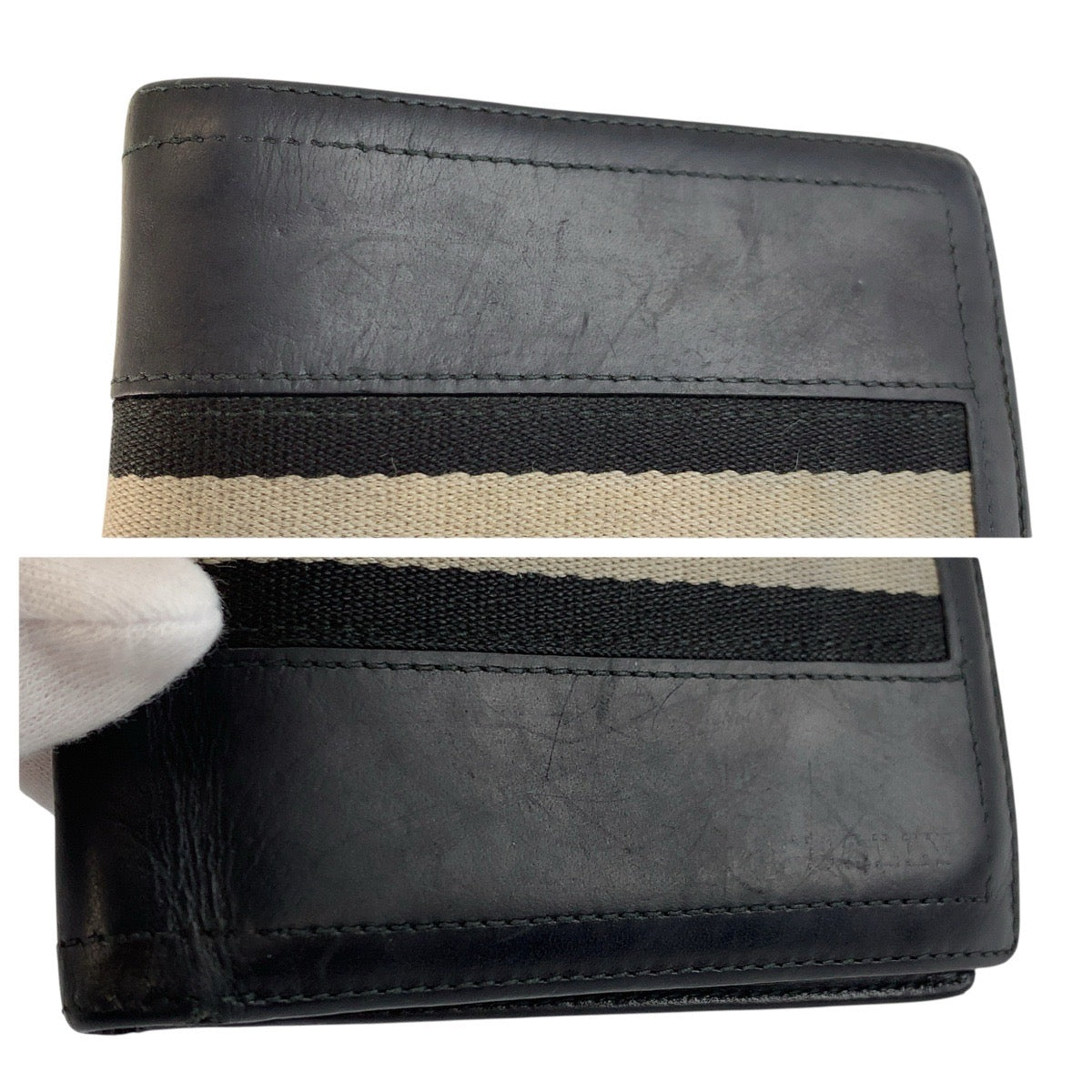 25028
BALLY バリー トレインスポッティング ブラック 黒 レザー 折財布 コンパクトウォレット メンズ AB5