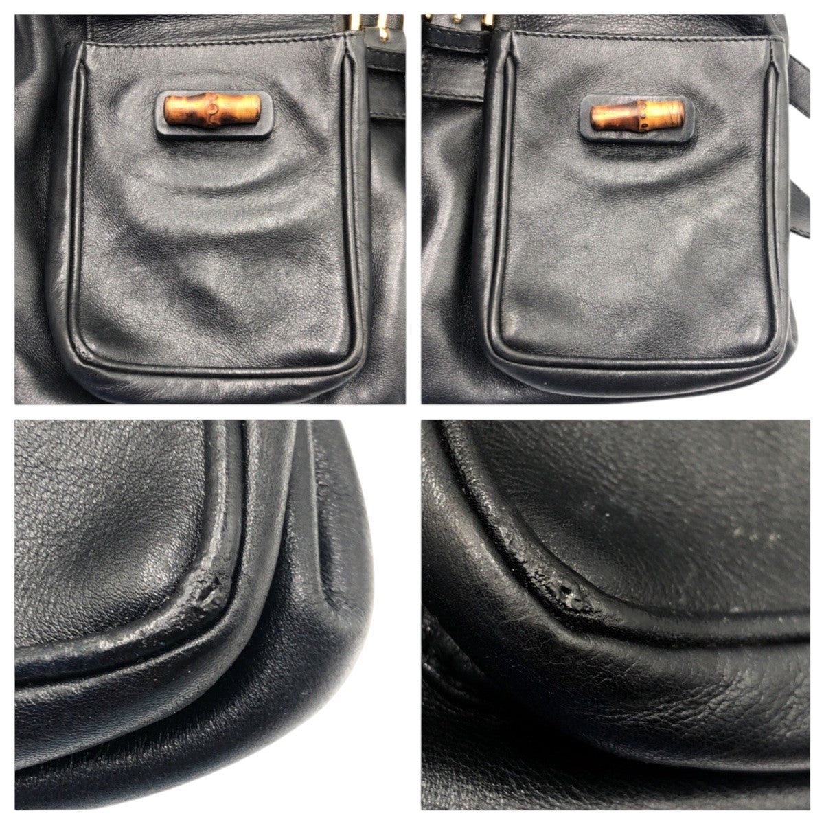 25034
GUCCI グッチ バンブー ブラック 黒 レザー 003 1998 0016 リュックサック バックパック 男女兼用 レディース AB28