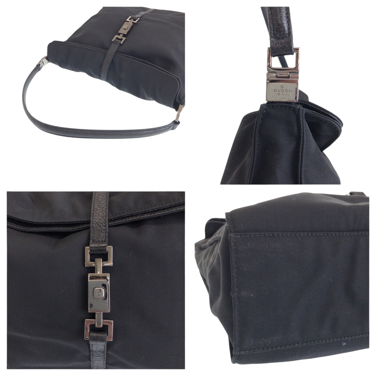 25036
GUCCI グッチ ジャッキー ブラック 黒 シルバー金具 ナイロン 001 3355 ショルダーバッグ ハンドバッグ レディース AB35