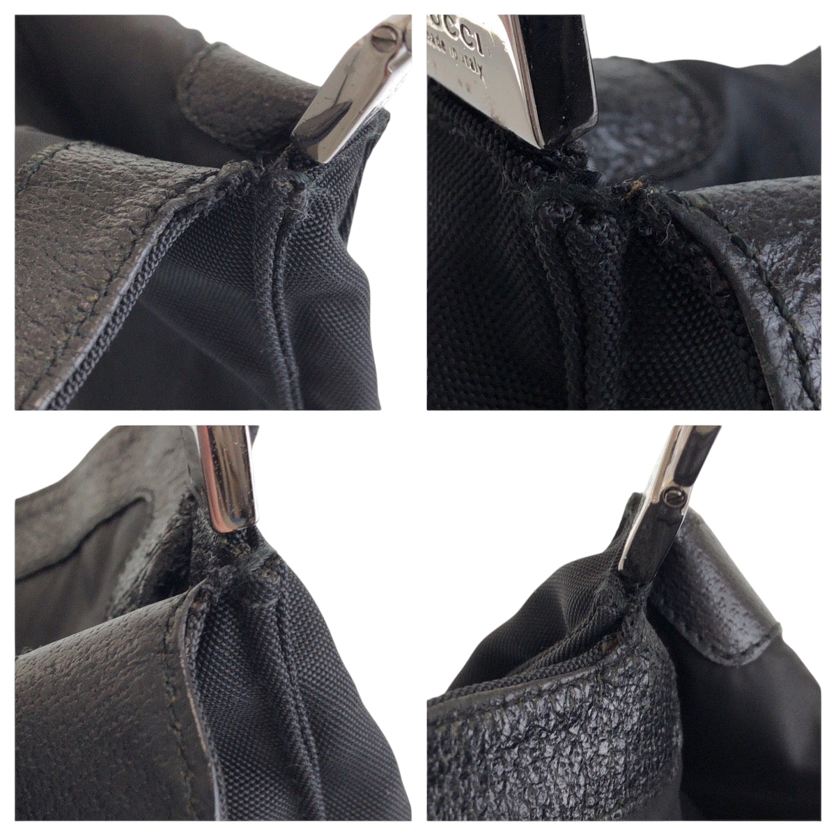 25036
GUCCI グッチ ジャッキー ブラック 黒 シルバー金具 ナイロン 001 3355 ショルダーバッグ ハンドバッグ レディース AB35