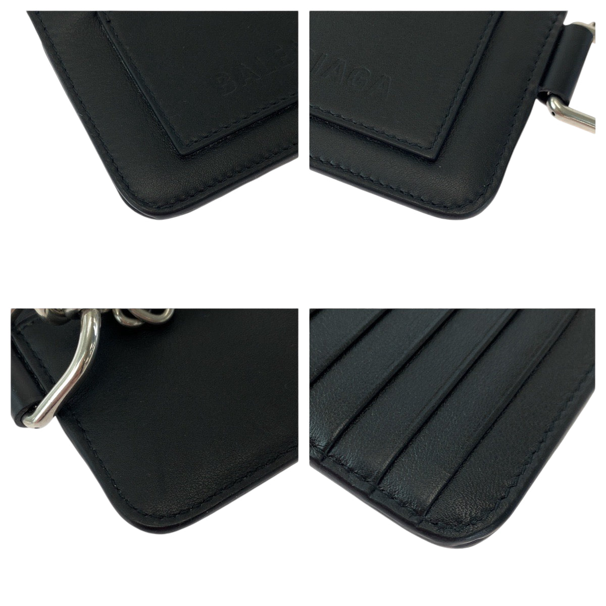 25039
BALENCIAGA バレンシアガ ロゴ ブラック 黒 シルバー金具 レザー 655594 チェーン付きコインケース フラグメントケース カードケース メンズ ABP40