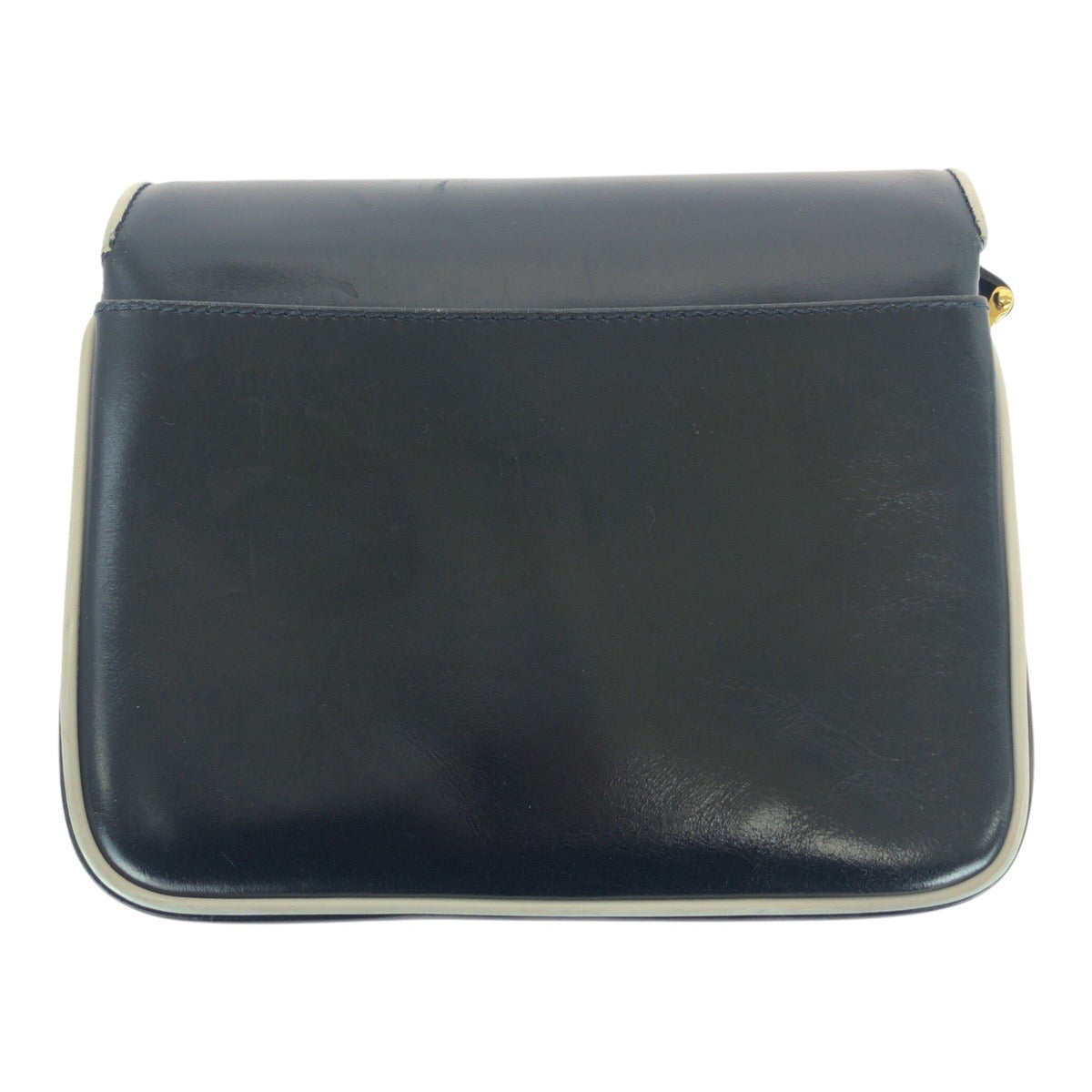 25042
CELINE セリーヌ ヴィンテージ ネイビー ホワイト ゴールド金具 レザー M08 ショルダーバッグ ポシェット レディース ABP35