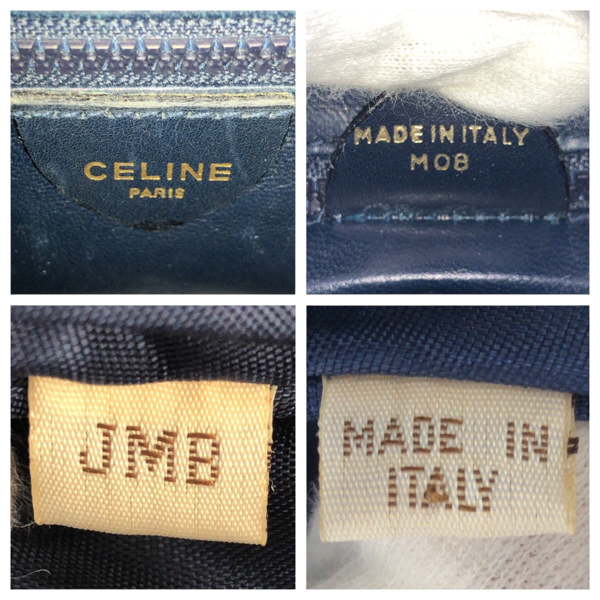 25042
CELINE セリーヌ ヴィンテージ ネイビー ホワイト ゴールド金具 レザー M08 ショルダーバッグ ポシェット レディース ABP35