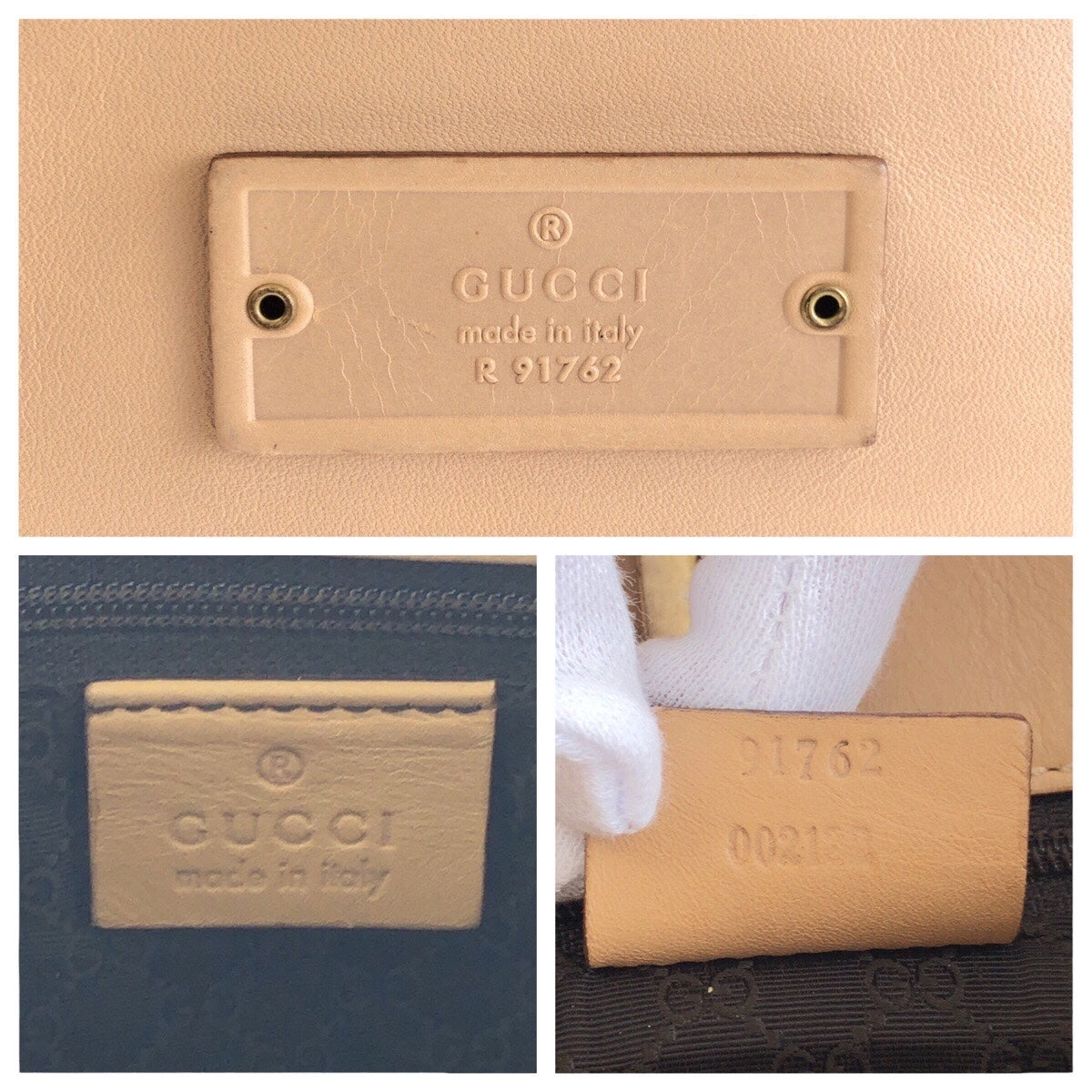 25045
GUCCI グッチ ベージュ ゴールド金具 レザー 91762 ショルダーバッグ ポシェット レディース ABP32