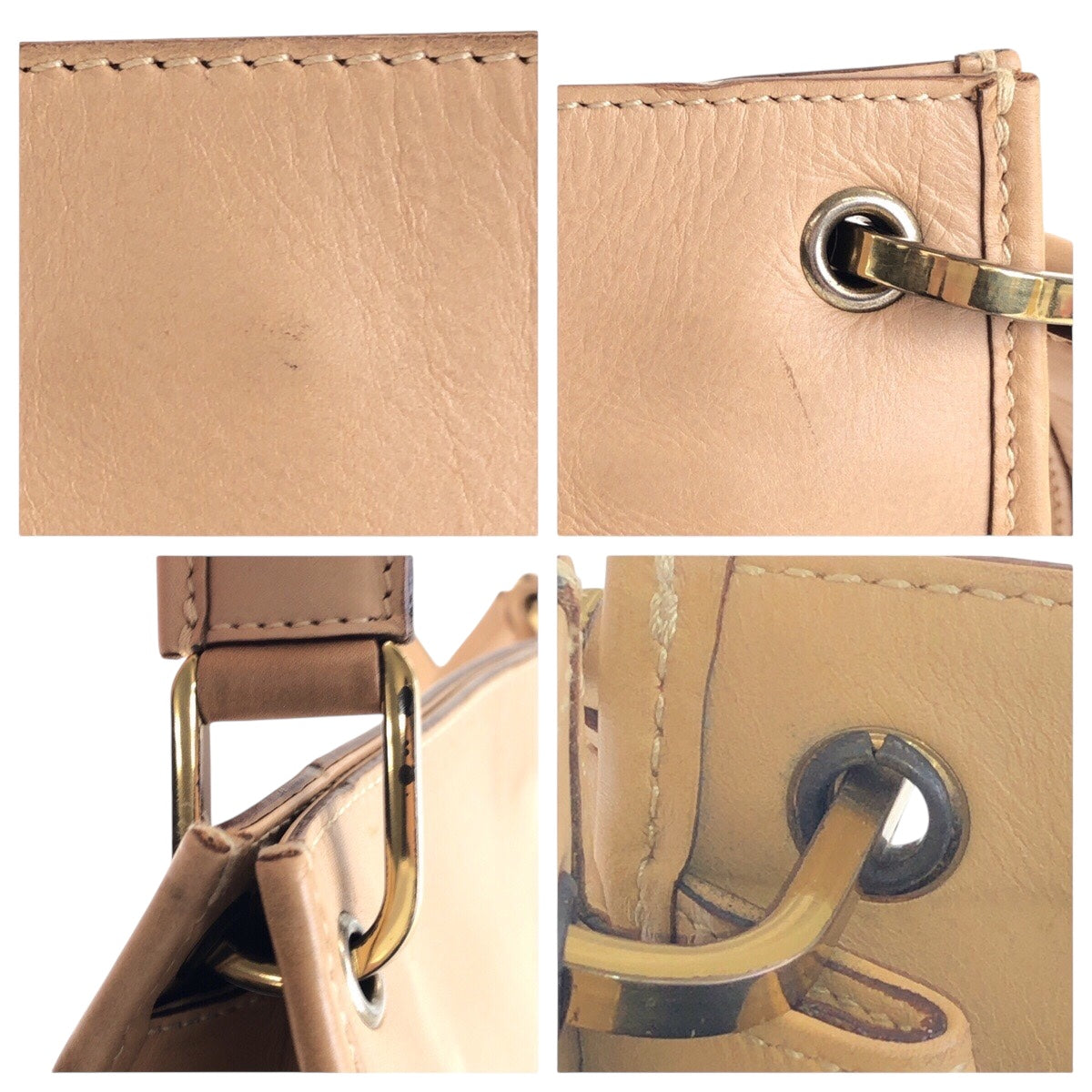 25045
GUCCI グッチ ベージュ ゴールド金具 レザー 91762 ショルダーバッグ ポシェット レディース ABP32