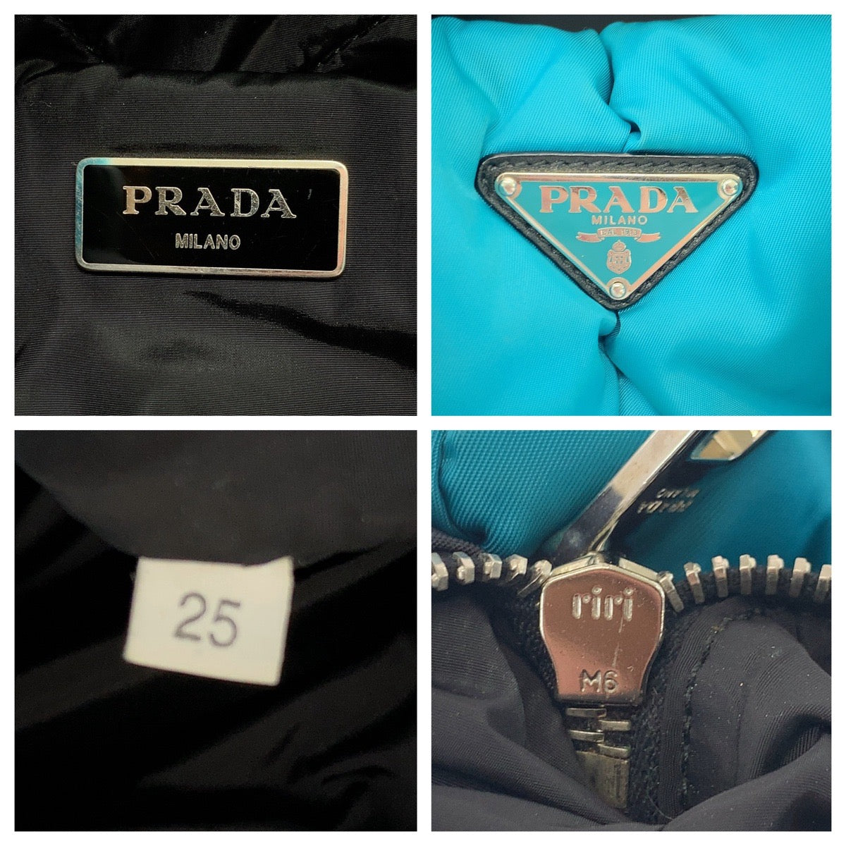 25049
PRADA プラダ テスート ボンバー 三角ロゴプレート ターコイズ ブラック シルバー金具 ナイロン BN2635 ショルダーバッグ トートバッグ 2way レディース ABP96