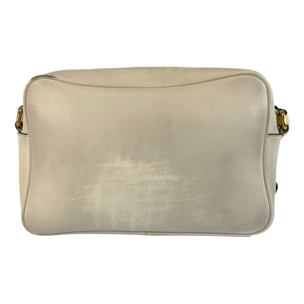 25050
PRADA プラダ ロゴ型押し ホワイト ゴールド金具 レザー ショルダーバッグ ポシェット レディース AB55