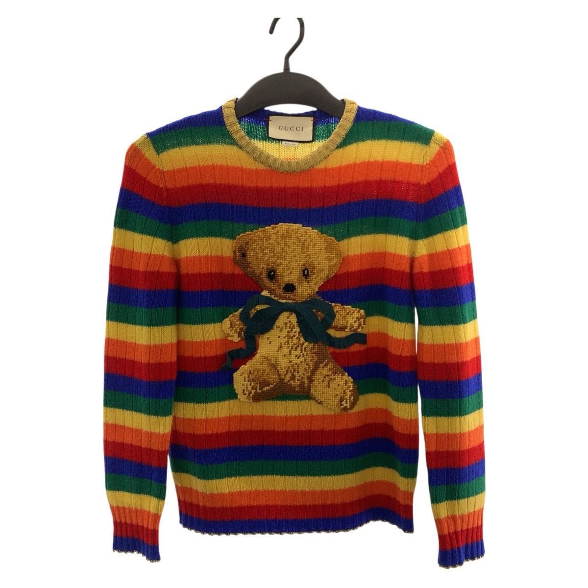 25051
GUCCI グッチ テディベア レインボー サイズM マルチカラー ウール / カシミヤ 501393 ニット カットソー セーター レディース A42