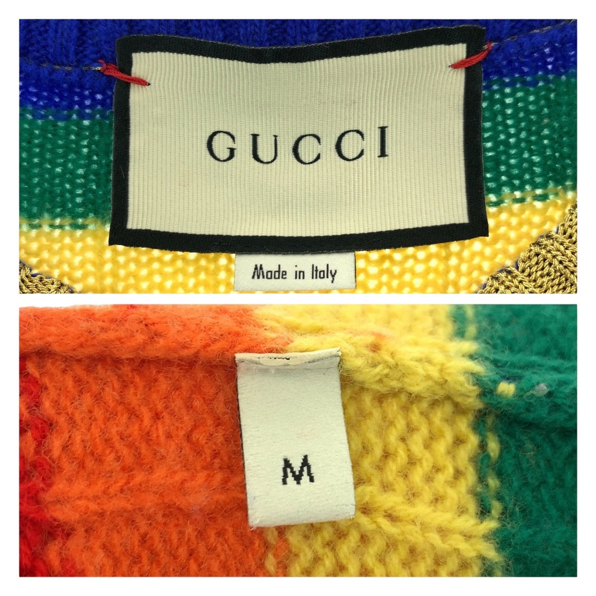 25051
GUCCI グッチ テディベア レインボー サイズM マルチカラー ウール / カシミヤ 501393 ニット カットソー セーター レディース A42