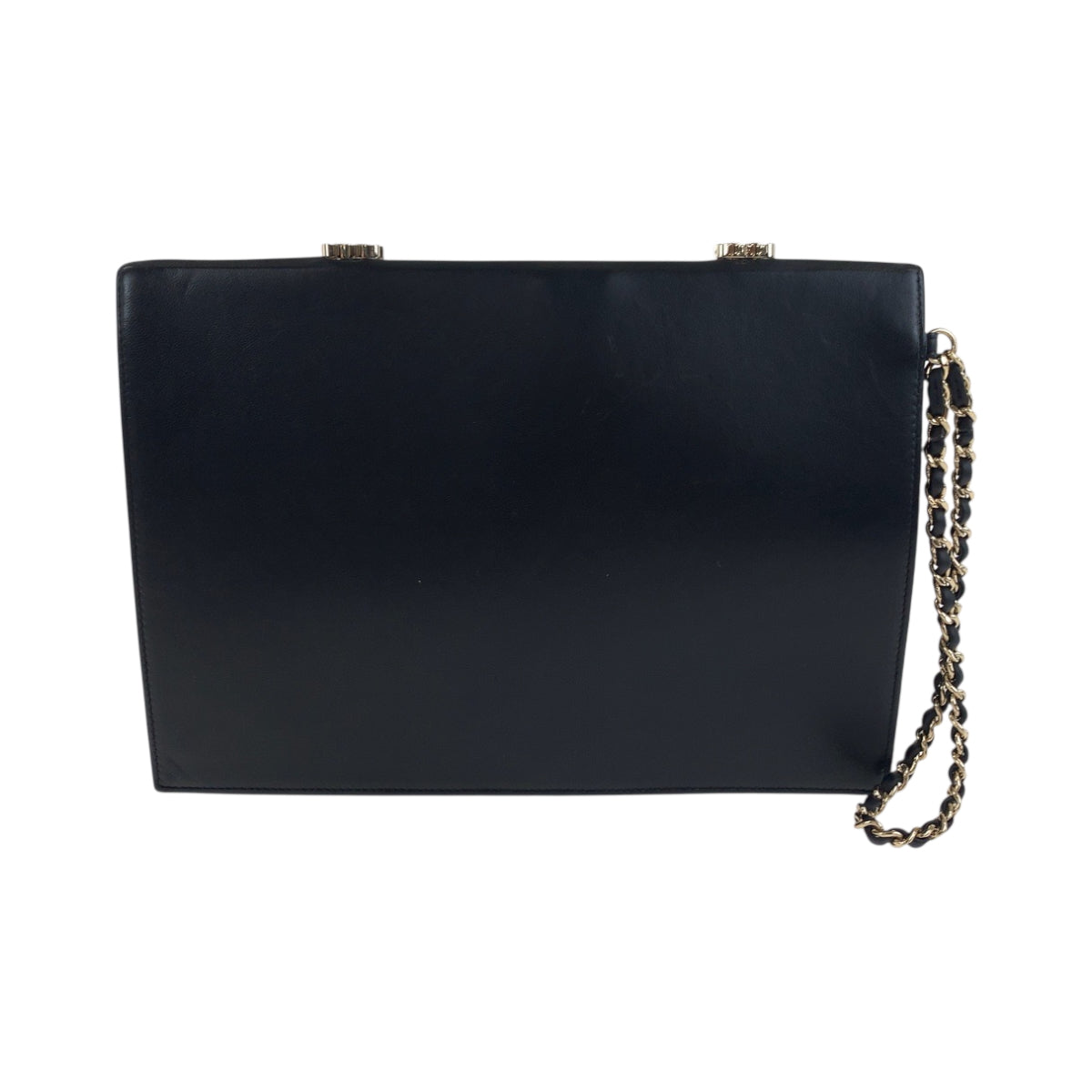 25052
CHANEL シャネル ココマーク ホワイト ブラック ゴールド金具 ラムスキン チェーン クラッチバッグ セカンドバッグ レディース A340