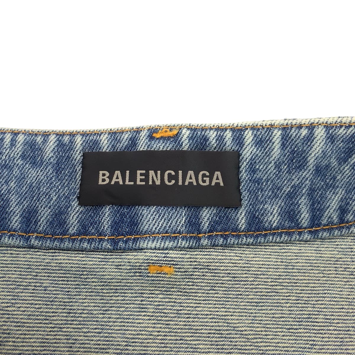 25054
BALENCIAGA バレンシアガ グラフィック プリント ラインストーン サイズ36 ブルー マルチカラー シルバー金具 デニム ミニスカート レディース A54