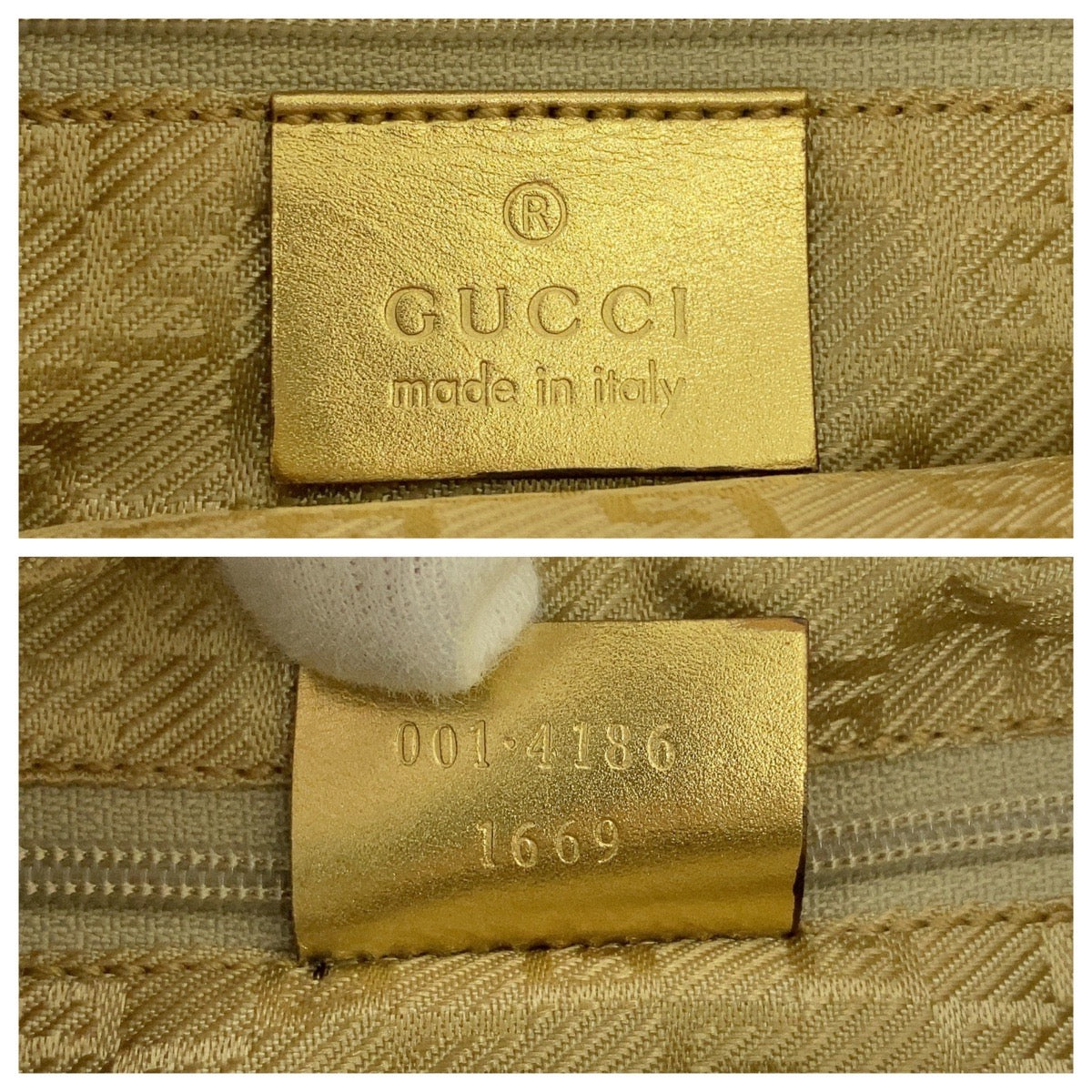 25057
GUCCI グッチ シェリーライン グリーン ゴールド キャンバス 001 4186 ホーボー ショルダーバッグ レディース A54