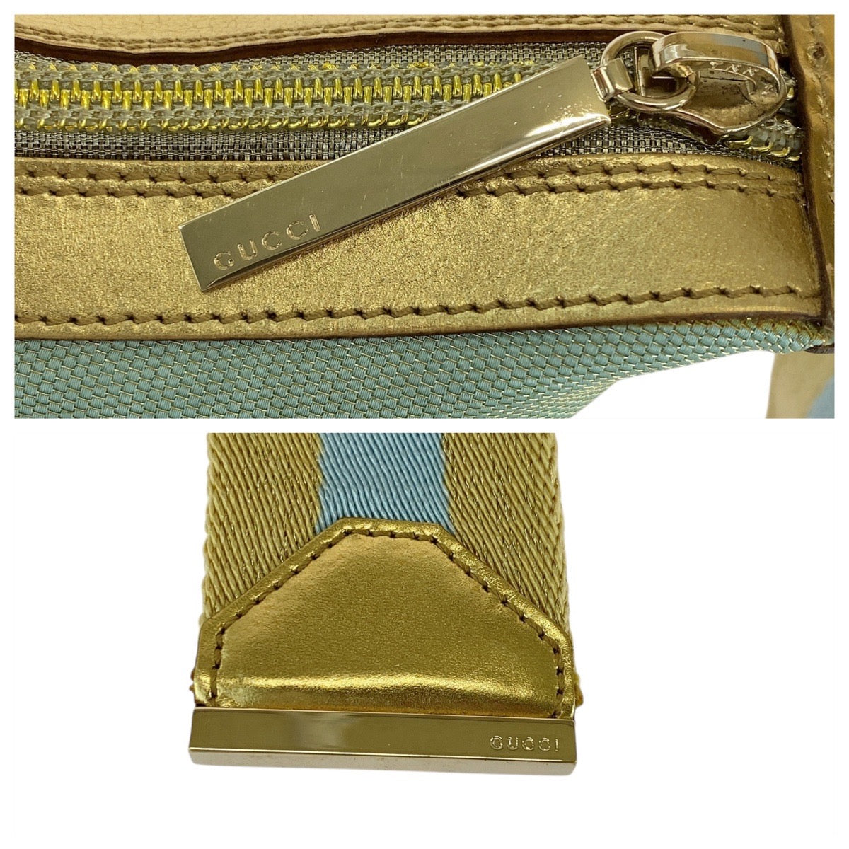 25057
GUCCI グッチ シェリーライン グリーン ゴールド キャンバス 001 4186 ホーボー ショルダーバッグ レディース A54