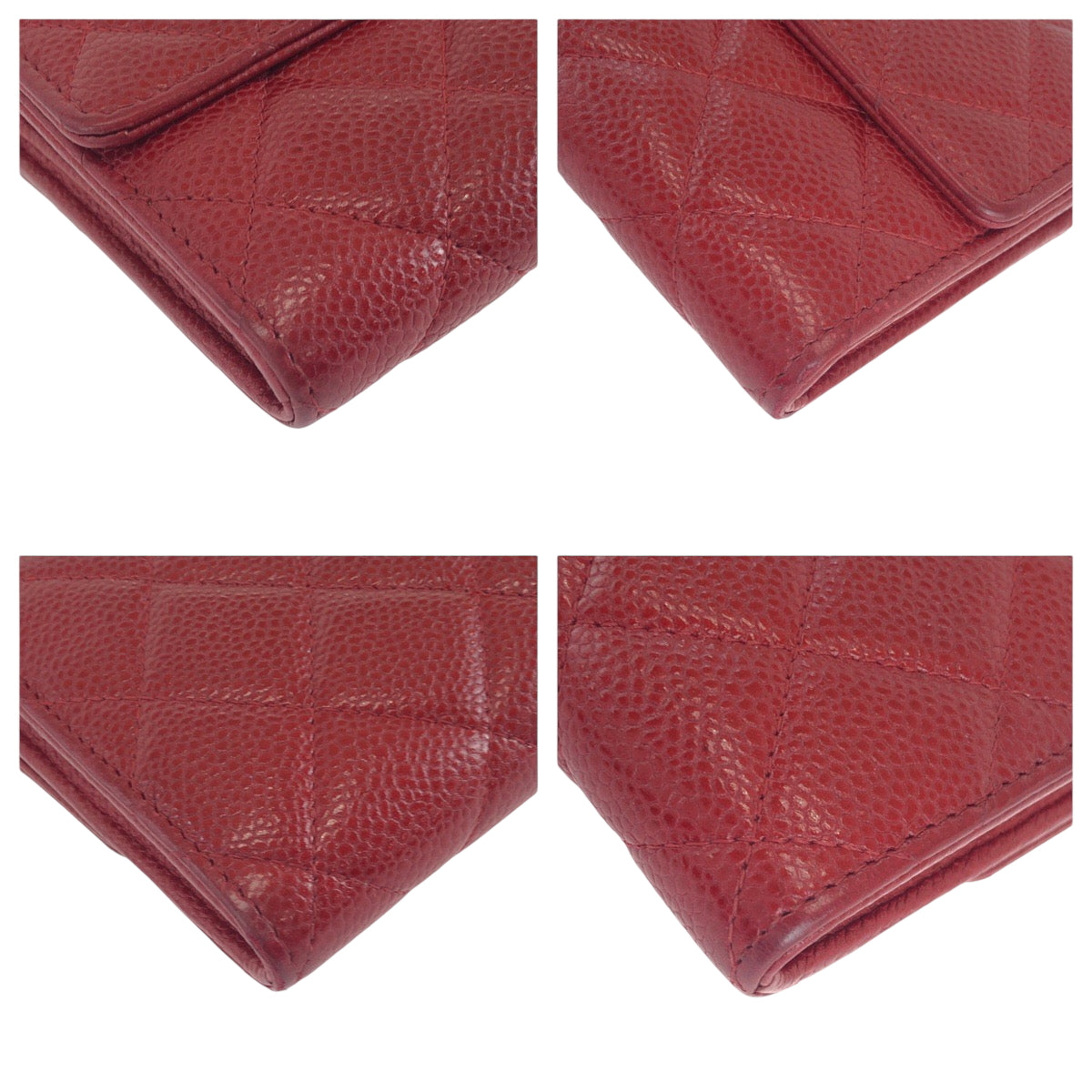 25058
CHANEL シャネル マトラッセ ココマーク レッド シルバー金具 キャビアスキン 長財布 ロングウォレット レディース ABP74