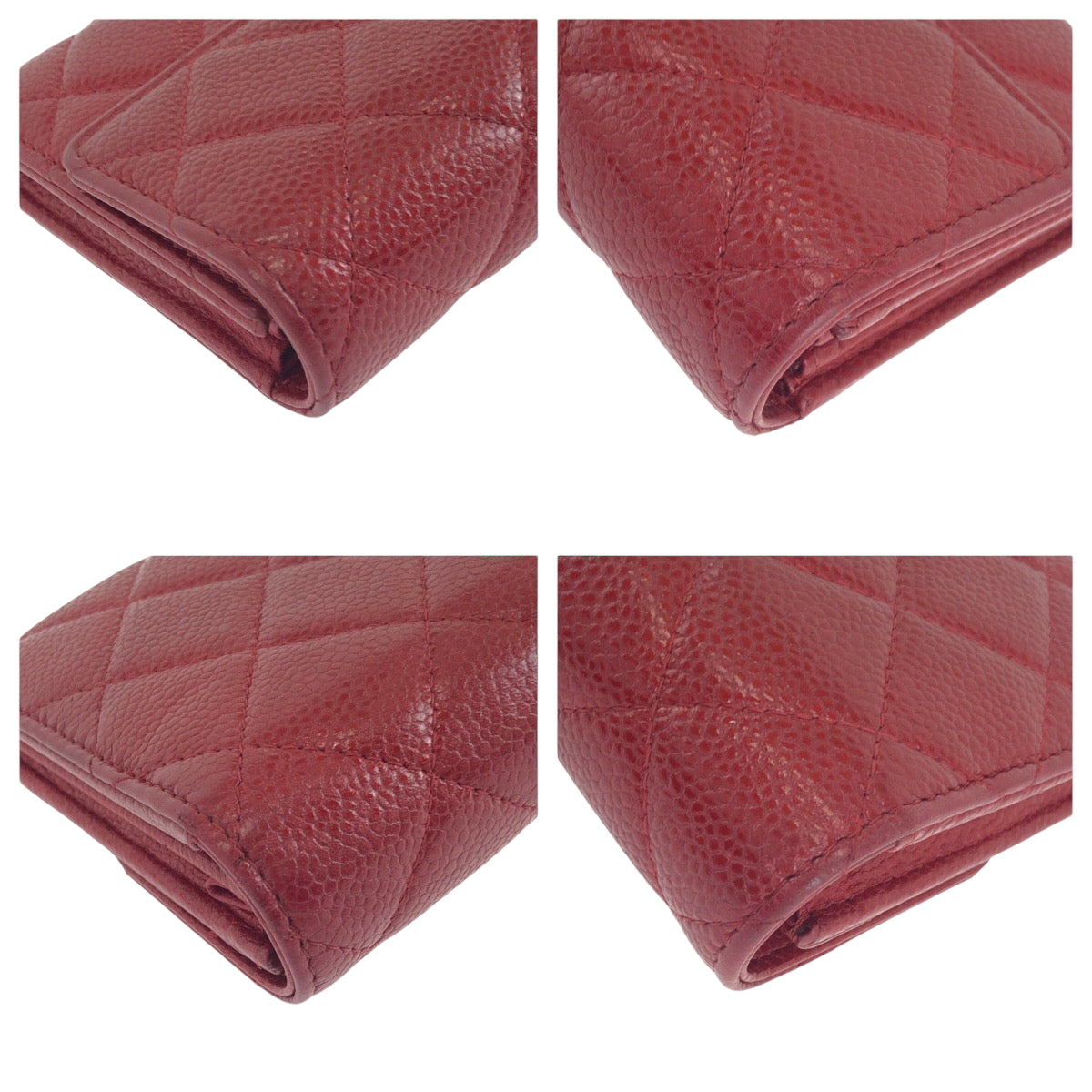 25058
CHANEL シャネル マトラッセ ココマーク レッド シルバー金具 キャビアスキン 長財布 ロングウォレット レディース ABP74