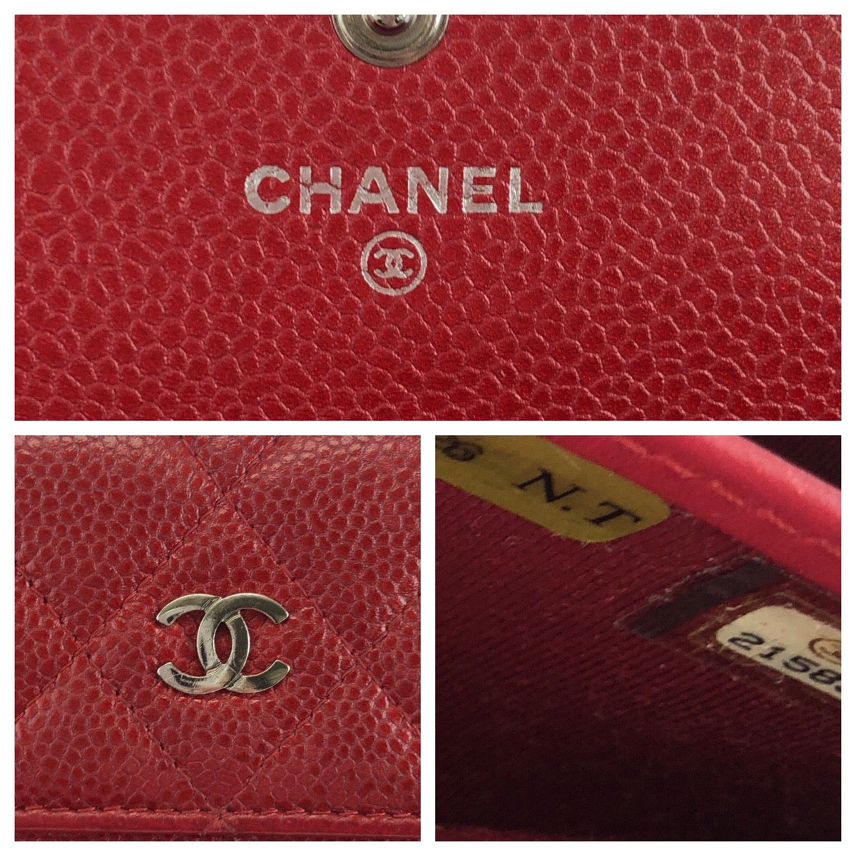 25058
CHANEL シャネル マトラッセ ココマーク レッド シルバー金具 キャビアスキン 長財布 ロングウォレット レディース ABP74