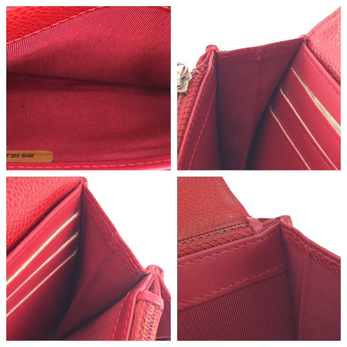 25058
CHANEL シャネル マトラッセ ココマーク レッド シルバー金具 キャビアスキン 長財布 ロングウォレット レディース ABP74